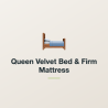 Queen Velvet Bed & Firm Mattress