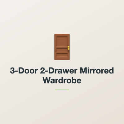 3-Door 2-Drawer Mirrored Wardrobe
