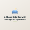 L-Shape Sofa Bed with Storage & Cupholders