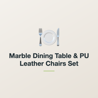 Marble Dining Table & PU Leather Chairs Set